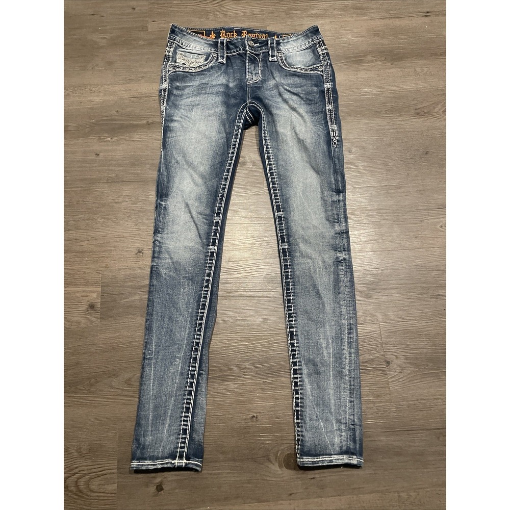 Rock Revival Laney Skinny Stretch Jeans Size 26 Rhinestones